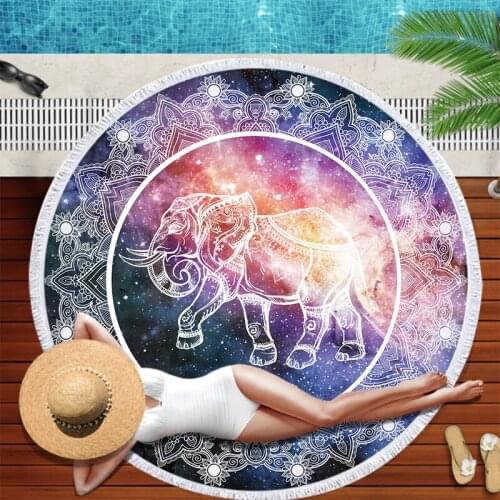 Mermaid elephant starry sky Pareo beach Fringed beach towel Round beach towel Beach cover up Microfiber towel strandlaken towel