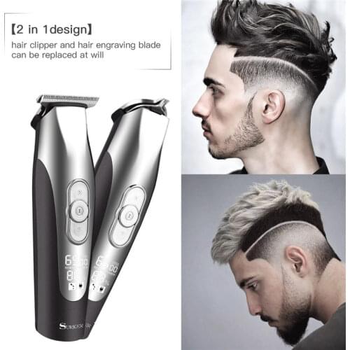 Professional 2 In 1 Hair Clippers Digital Electric Beard Trimmer For Man USB Rechargeable Barehead R-Blade Hair Cutter Shaver 50