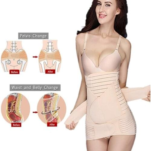 Pink 3 in 1 Postpartum Belly Support Recovery Wraps-Belly Waist Pelvis Belts Girdles for Women’ Body Shaper M L XL
