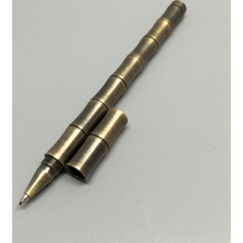 Handmade Drawing Process Retro Brass Signature Pen Solid Removable Metal Bambo Gel Pen Tactical Pen Self Defense EDC
