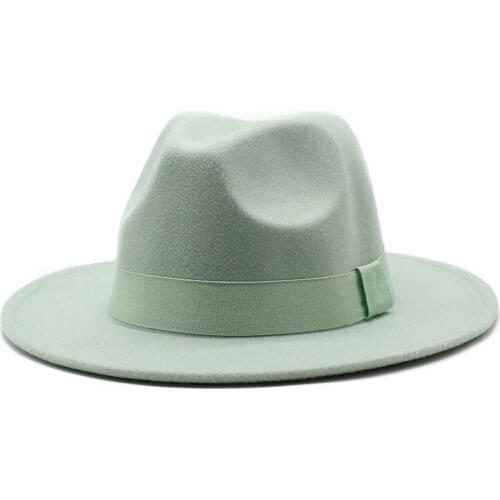 Ribbon fedora hat new felt hat jazz hat fashion European and American hats men and women general hats шапка женская
