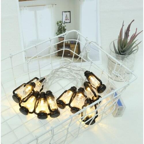 Light Up Lantern Hanging Camping Kerosene Oil Lamp LED Garland String Halloween Lights Retro Vintage Water Oil Lamp String