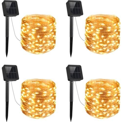 AMIR Solar Powered LED String Lights Copper Wire Holiday lighting Fairy Garland Christmas Tree Wedding Party Home Decoration