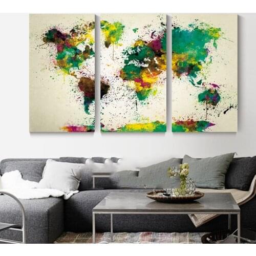 Triptych full drill square 5d Diamond Painting 3 pcs Colorful World Map Cross Stitch Mosaic diy Diamond Embroidery for sale