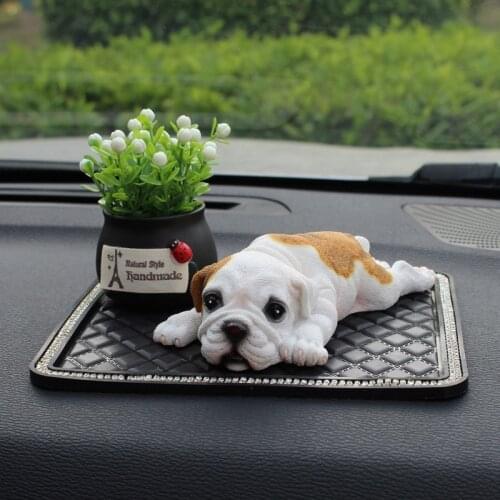 Car Decoration Cute Simulation Bulldog Model Car Center Console Decoration Car Interior Decoration Accessories