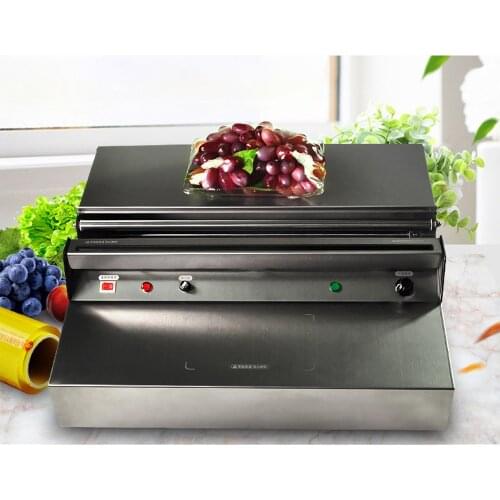 350W Stainless Steel Fruit Vegetable Cling Film Packaging Machine Table Supermarket Commercial Sealing Machine Electric 220V