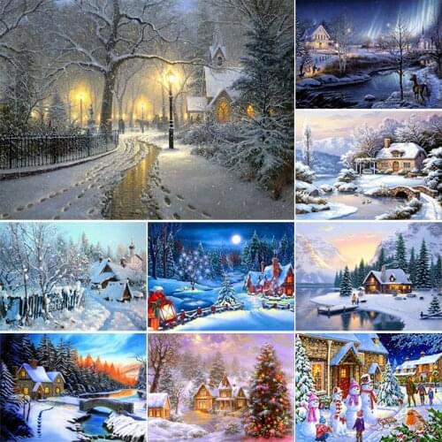 Winter Snow DIY 5D Wall Diamond Paintings For Living Room Full Round Drill Landscape Diamont Embroidery Cross Stitch Kits Gift