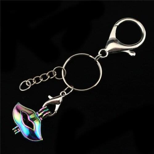 Y-C592 Rainbow Silver Color Cage Keyrings Sexy Lip Beads Pearl Cage Key Chains Split Rings DIY Car Keychain Accessory