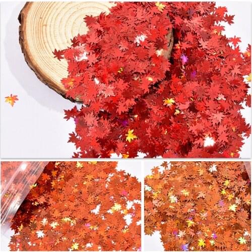 10g/bag Nail Art Sequins Maple Leaf For Nails Decoration Holographic Glitter Nail Flake Applique Mirror Sparkly Nail Sequins