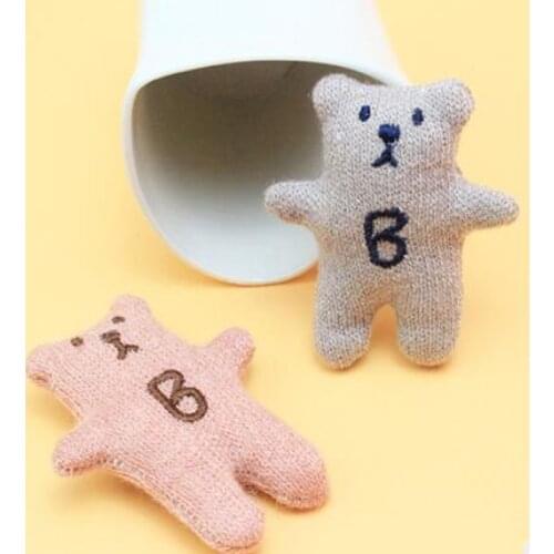 10pcs/lot Cartoon Fabric Accessories Cute Grey Pink Bear Dolphin Star Chick Padded Appliques DIY Headwear Clothing Decorations