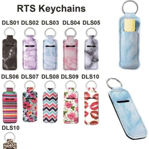 10pcs New Styles Neoprene Chapstick Keychain Lipstick Holder The Best Gift for Birthday Christmas Valentines Day