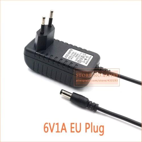 Brand new 1X 6V1A New AC 100V-240V Converter Adapter DC 6V 1A 1000mA Power Supply EU Plug DC 5.5mm x 2.1mm Free post shipping