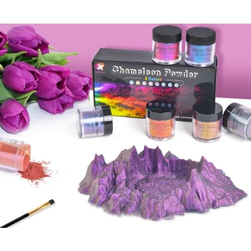 8Bottle/Box Chameleon Powder Shift Mica Powder DIY Epoxy Resin Crystal Silicone Mold Pearl Pigment Painting Candle Make Slime