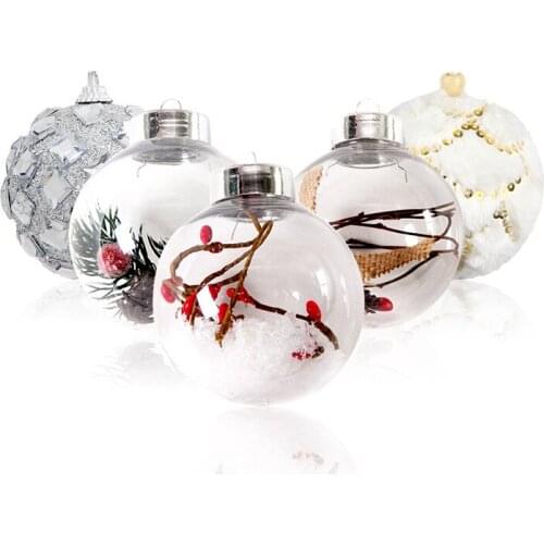 8cm Christmas Ornament Balls Big Transparent Plastic Ornament Shatterproof Xmas Balls for Christmas Tree