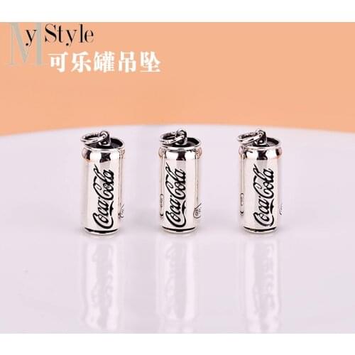Accessories DIY accessories 925 Sterling Silver Antique Thai silver cola can pendant bracelet necklace accessories pendant