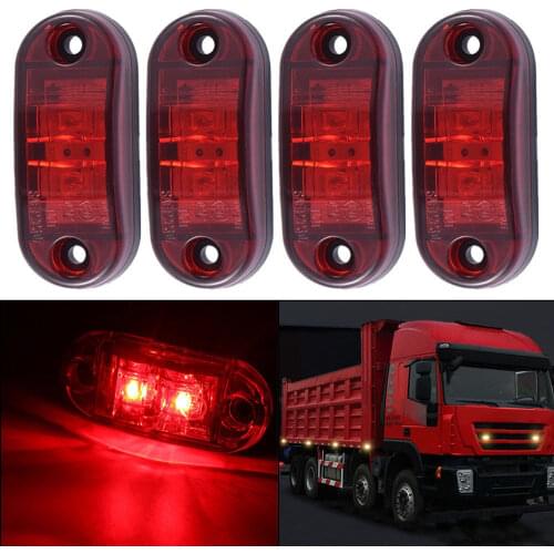 Krator 4PCS 12V-24V Red 2 LED Car Truck Trailer Side Marker Lights Lamp Blinker Waterproof