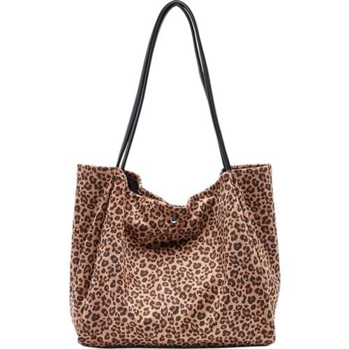Over Large Leopard Pattern Tote Bag Lady Soft Fabric Big Capacity Casual Leisure Handbag 2020 Female Fashion Open Shopper Bag