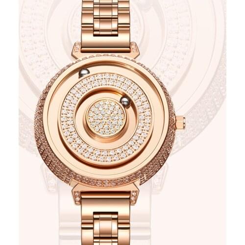 Eutour Original New Masonry Dial Womens Fashion Simple Quartz Watch Stainless Steel Strap E035