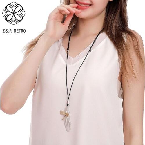 Long Chains Silver Color Geometric Suspension Necklace with Gold Dragonfly Pendant Costume Jewelry for Women Vintage Accessories