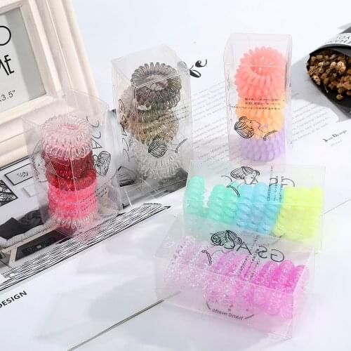 Haimeikang ( 1 Box of 9) Phone Line Rubber Bands Women Ponytail High Elastic Hair Rope Scrunchies Fashion Hair Accessories