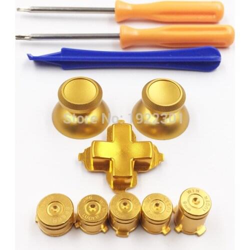 Aluminium Alloy Metal Thumbstick Joystick Cap+ Bullet Button+ D-Pad Dpad Buttons with Screwdrivers Set for Xbox one Controller