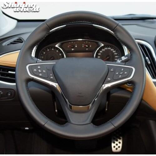 BANNIS Black Leather Car Steering Wheel Cover for Chevrolet Malibu XL 2016 2017 Equinox 2017