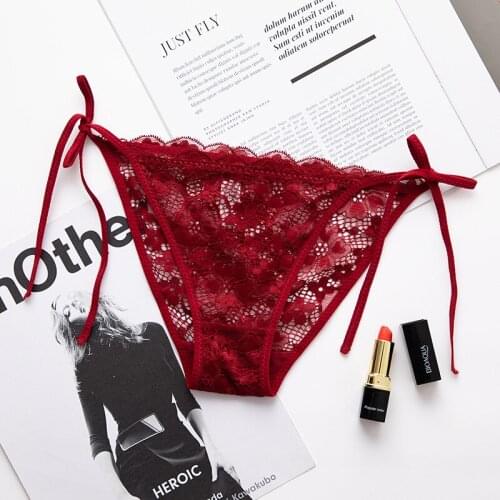 Lace Female Underpants Thong Low Waist Bandage G String Sexy Lingerie See Through Ultra Thin Underwear for Women Seamless Panty