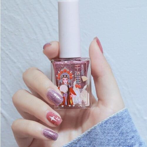 Chinese Style Nail Polish No Baking Quick Drying Oily Non-Peelable Varnishes Nude Cherries Hybrid Lacquer For DIY Manicure Art