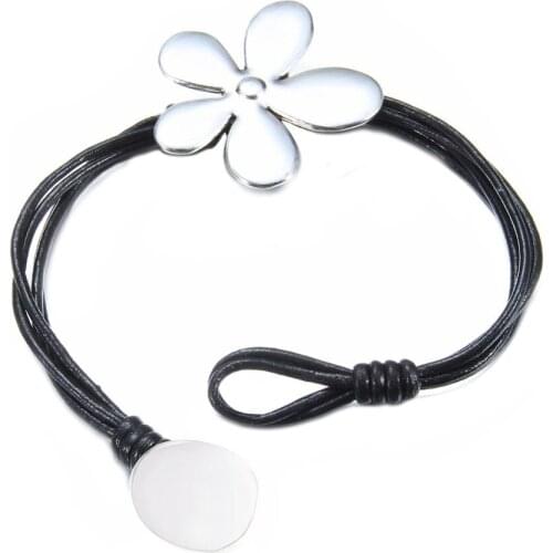 Lucky Grass Good Luck Rope Chain Black Leather Bracelet Wrist Jewelry Female Trend Decorations Wedding Party Can Wear
