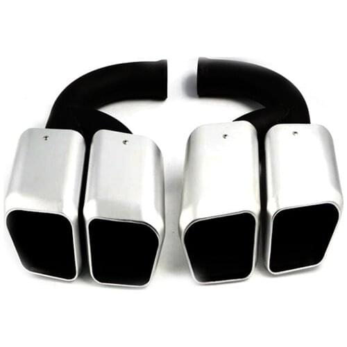 1 Pair Black+Silver Stainless Steel Muffler Tip For Porsche Cayenne 2011-2014 Car Accessories Exhaust Pipe End Tip Tailpipe