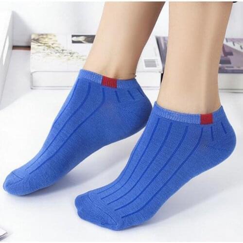 One Pair Cotton Socks Women Men Breathable Sports Short Ankle Socks Fashion Solid Color Invisible Non-Slip Elastic Boat Sock