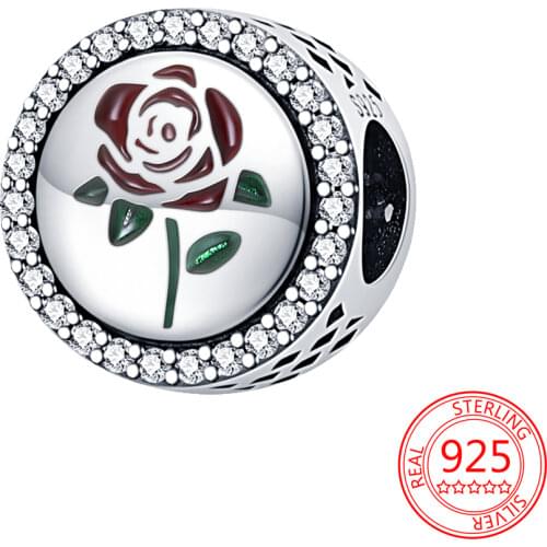 New Luxurious 925 Sterling Silver Rose Gold Sparkling Lavender Beads Charms Fit Pandora Bangle DIY Fine Jewelry Gift for Women