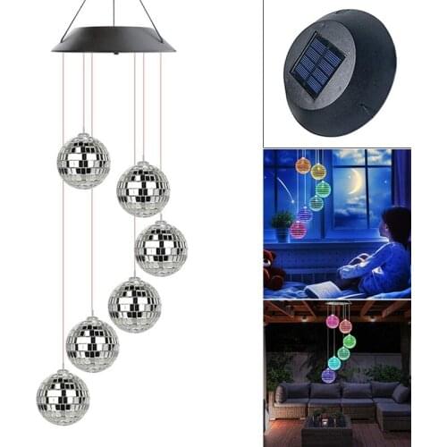 Newly Solar Round Ball Wind Chime Lights Color Changing Mosaic Landscape Lamp for Garden Courtyard Balcony Decoration