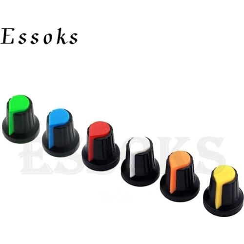 5pcs WH148 Potentiometer Knob Kit Plastic Knobs Cap 6mm Shaft Hole AG2 Yellow Orange Blue White Red Green