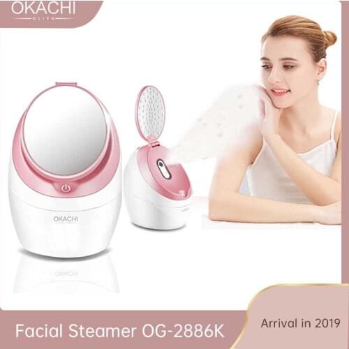Professional LED Nano Ionic Face Steamer For Face Beauty Salon Personal Sauna SPA Mini Face Sprayer With Makeup Mirror