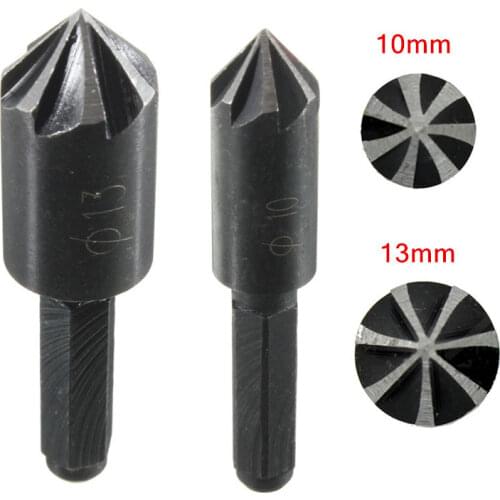 2pcs/lot 7 Flute 82 Degree 1/4 Inch High Carbon Steel Hex Shank HCS Countersink Drill Bits Set Chamfer Cutter for Woodworking