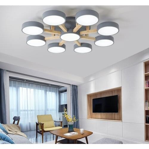 Green/Grey/White Cahndelier Real Wooden Material Different Heads Modern Fashion Minimalist Lamps For Living Room Dining Table