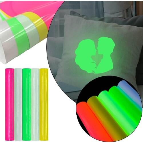 1 Roll 12"x5'/30.5cmx150cm Luminous glow in dark Heat Transfer Vinyl noctilucent Heat Press Machine Tshirt Iron On HTV