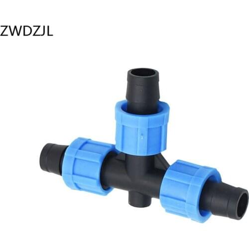 Greenhouse drip irrigation 16mm drip tape tee connector screw 5/8" 3 way garden hose water splitter 20pcs