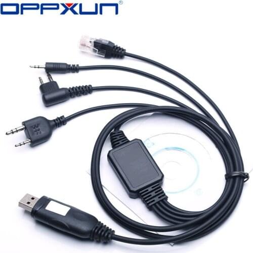 4 in 1 USB Programming Cable Adapter With CD Two Way Radio / Car Radios For Kenwood,Baofeng,Motorola,HYT,Puxing Etc