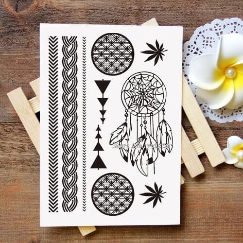 Waterproof Metallic Gold Silver White Temporary Tattoo For Black India Henna Tattoo Love Flower Pattern #003