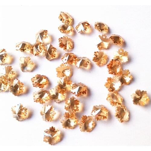 Top Quality 100pcs/lot 14mm Champange K9 Crystal Snow Beads in Two Holes For Crystal Chandelier Accessories Diy Jewelry Decor
