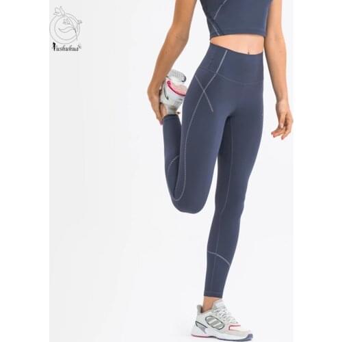 New Squat Proof 4 Ways Stretch Sport Fitness Legging Women Bare High Waist Plain Yoga Pants with Inside Waist Pocket Trousers