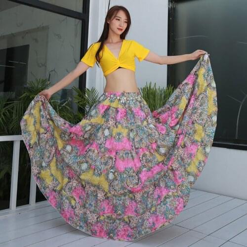 2021 New BQ050 Female Belly Dance Dress Women Set V Neck Tops Floral Bohemian Skirt Latin Dance Skirt for Performance