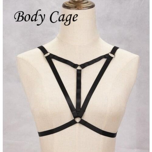 Body Cage Women Sexy Bralette Top Bondage ligueros mujer Cage Goth Harajuku Garter Belt Elastic body harness Exotic Bra