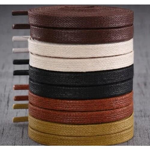 1 Pair Cotton Shoelaces Flat Waxing Waterproof Shoe Laces Used For Martin boots Casual Leather Shoes Accessories Black Shoelace