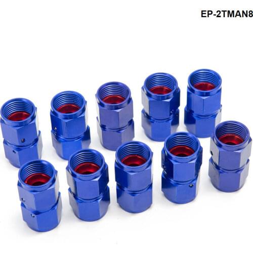 10PCS/SET Blue AN8 Universal Swivel Oil Fuel Line Hose End 2-Side Female Fitting EP-2TMAN8