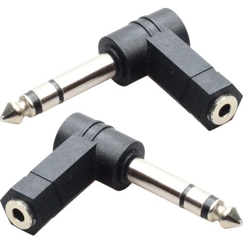 2Pieces 3.5mm Stereo Female to 6.35mm 1/4" Male Right Angle Audio Adapter