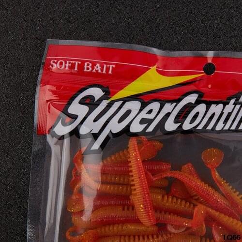 20 PCS Supercontinent Soft Lures 50mm Baits Fishing Lure Double Color Silicone Bait T Tail Wobblers