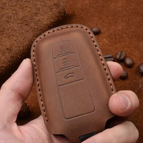 3 Buttons Leather Car Key Fob Case Skin for Toyota Camry 2018 2017 Aygo RAV4 Corolla 2018 CHR/C-HR Prius super Great cool